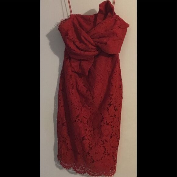 NWT LATISTE Forever 21 Red Lace Bow Cami Dress L - Picture 1 of 5